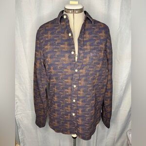Stylish Patterned Shirt Jacket in Blue and Brown